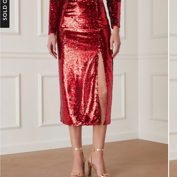 Vici Gillian Sequin Midi Skirt with Slit - Red, NWT, Medium - Picture 2 of 6